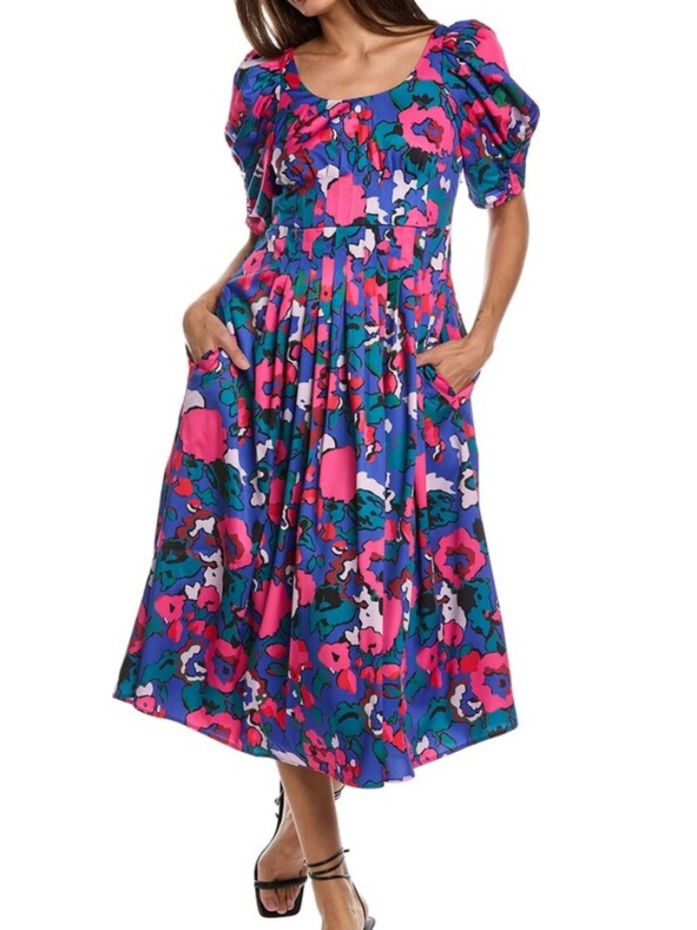 CROSBY by Mollie Burch Floral Midi Dress in Pink, Blue, Green